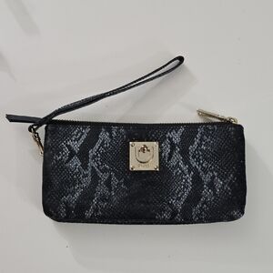 DKNY Snake Embossed Wristlet – Black/Grey – Like New